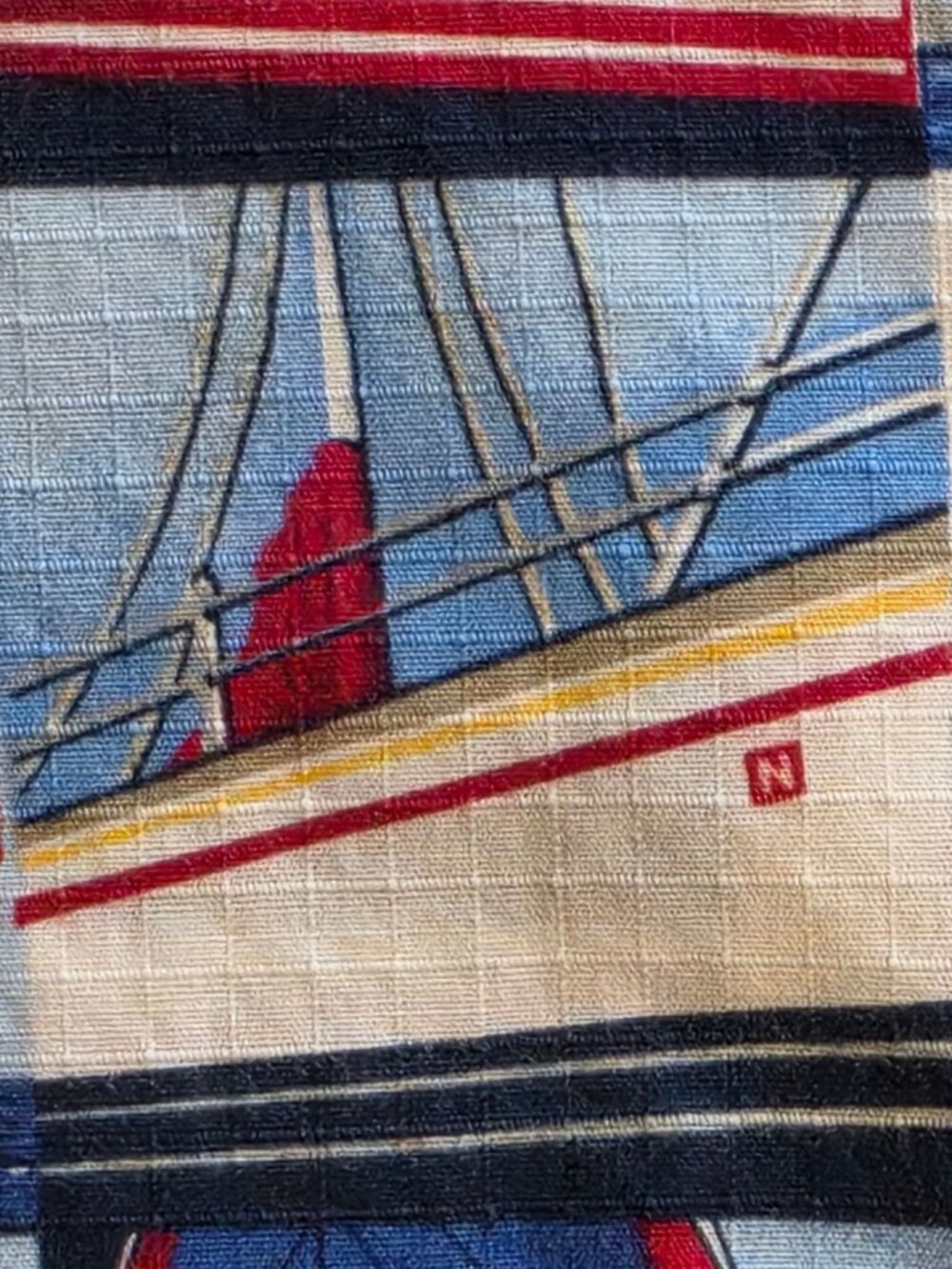 Nautica Vintage 90s Sailboat AOP Grid Mesh Button Up Shirt XL - Picture 11 of 13